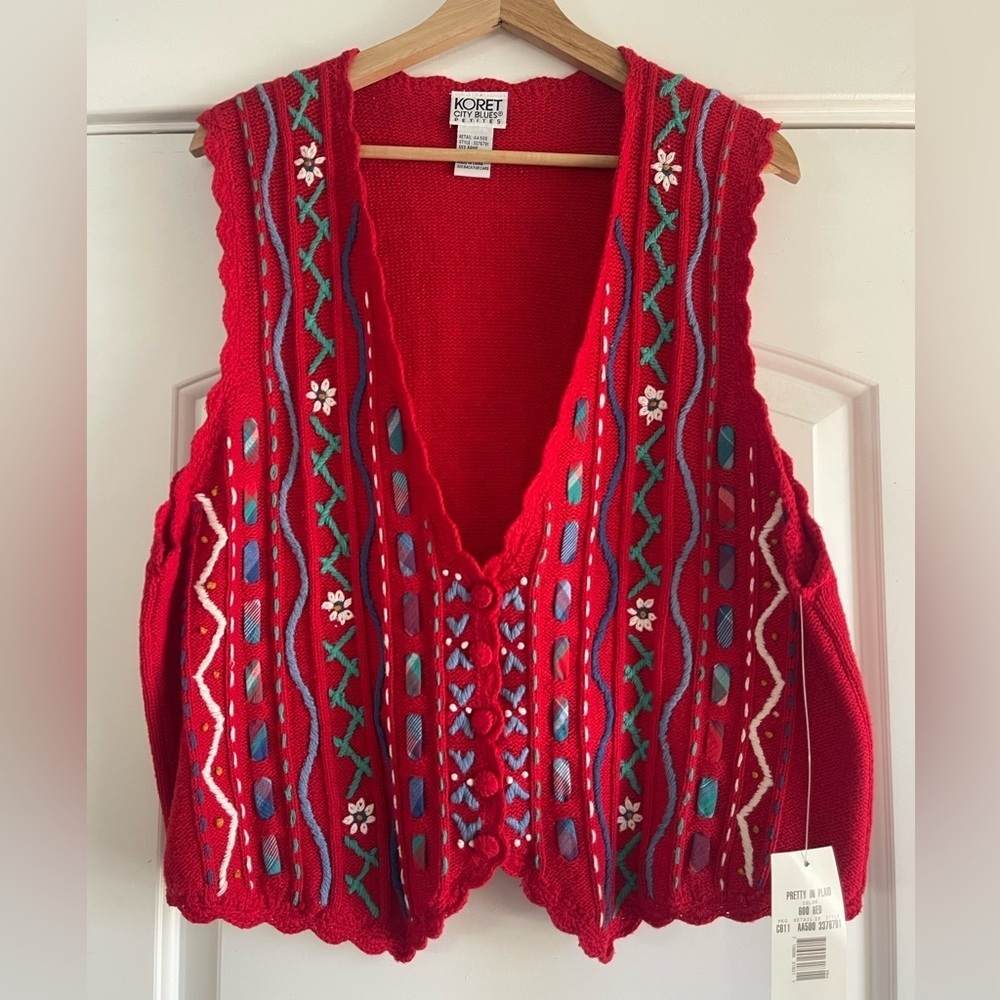 Vintage Deadstock Koret Floral/Plaid Knit Vest - PM